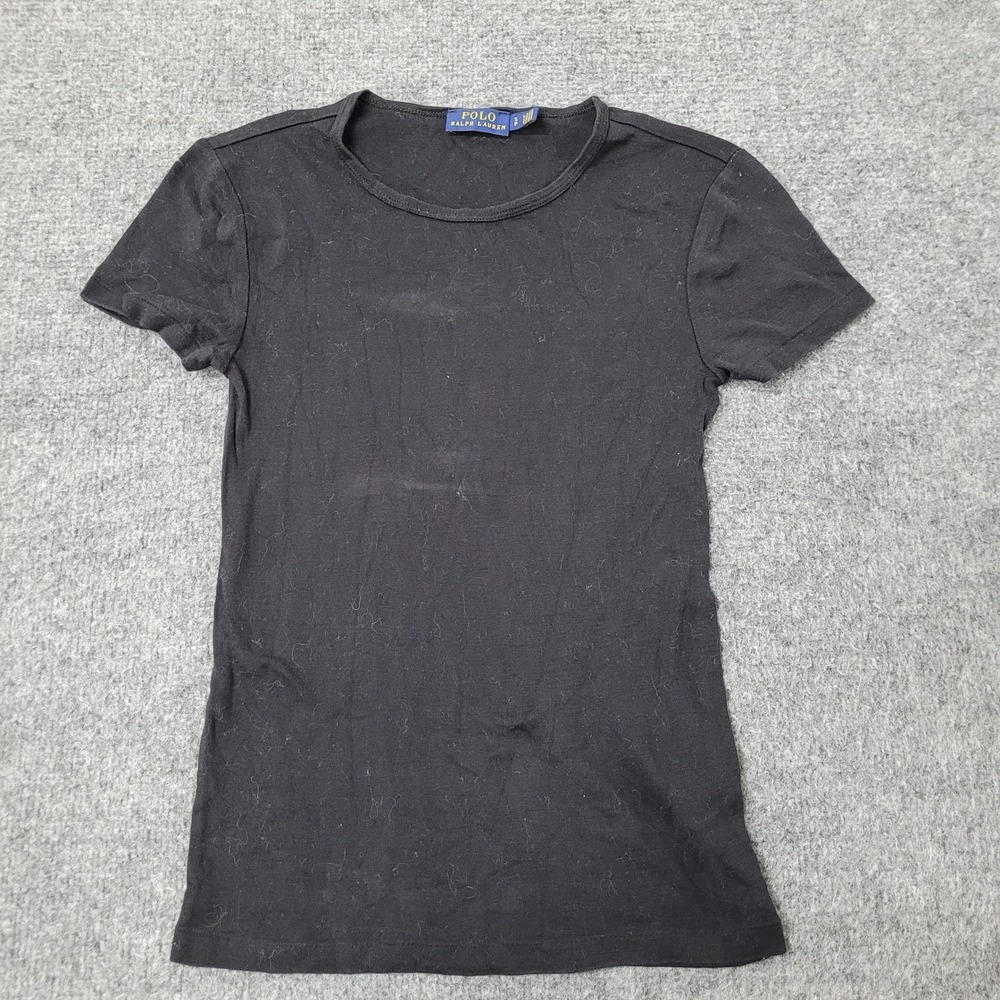 Polo Ralph Lauren T-Shirt Womens Size S Black Slim Fit Cotton Crew Neck Basic